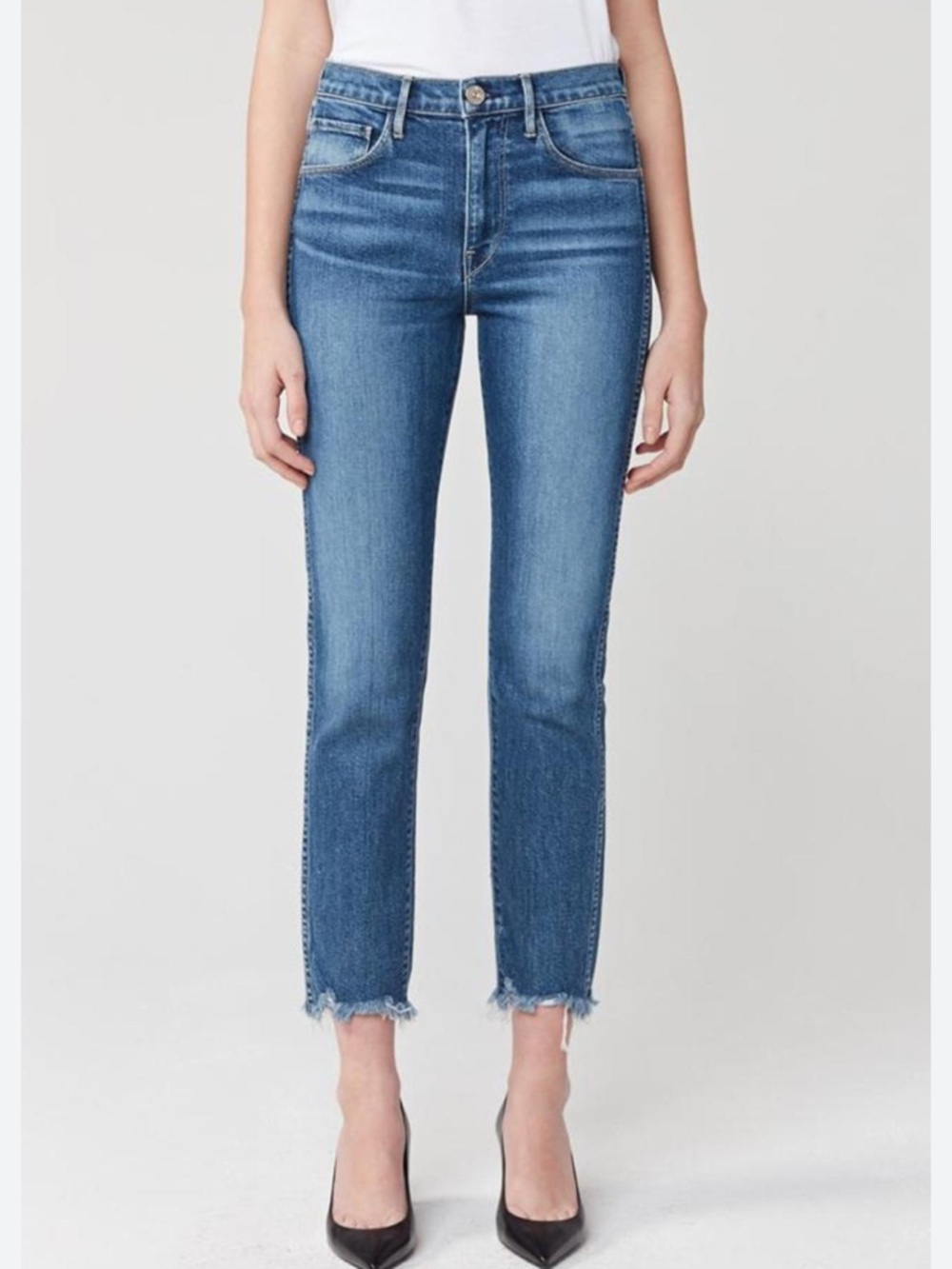 3x1 NYC Frayed Hem Cropped Ankle Jeans 30